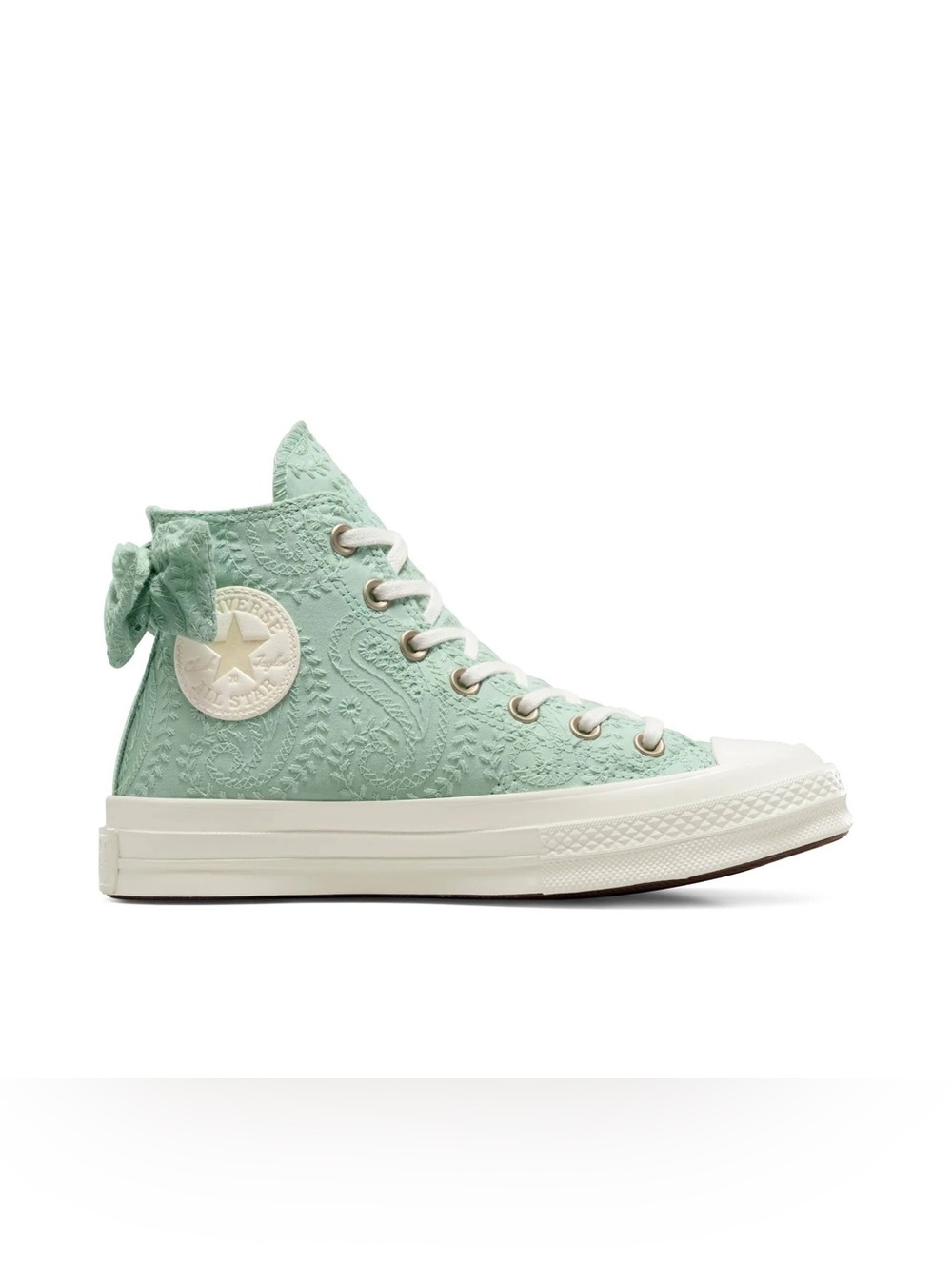 Converse High-Top Sneaker in Aloe Green with Embroidered Paisley